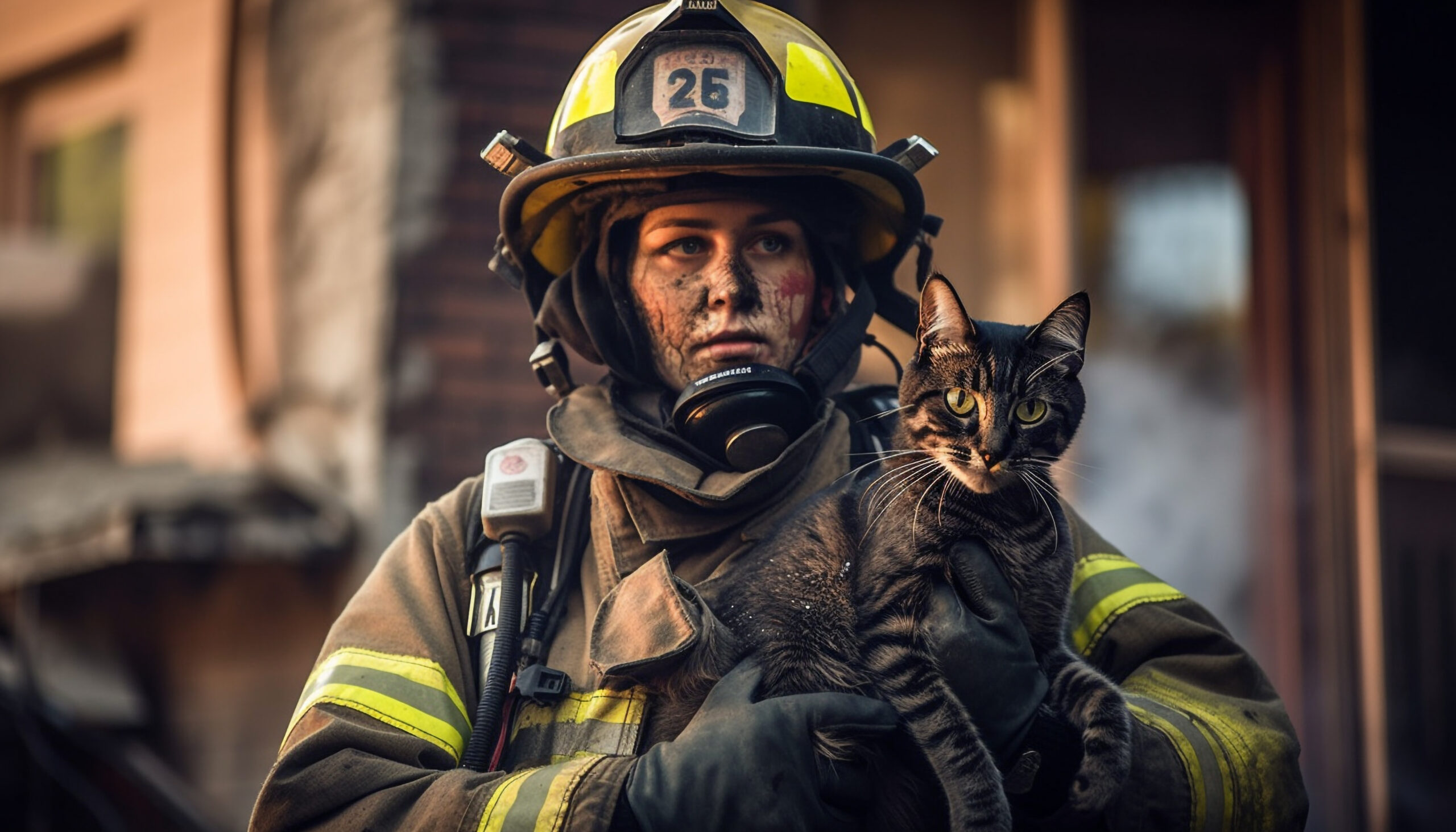 Firefighter safely evacuating a cat | Peak Safety Training